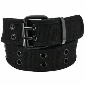 100% Cotton Canvas Black Belt Double Grommet Two Hole Heavy Duty Men's Women's